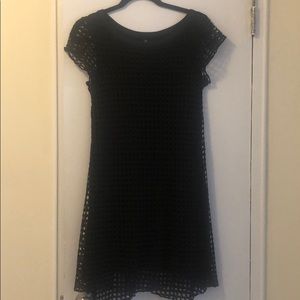 Short sleeve black crochet dress